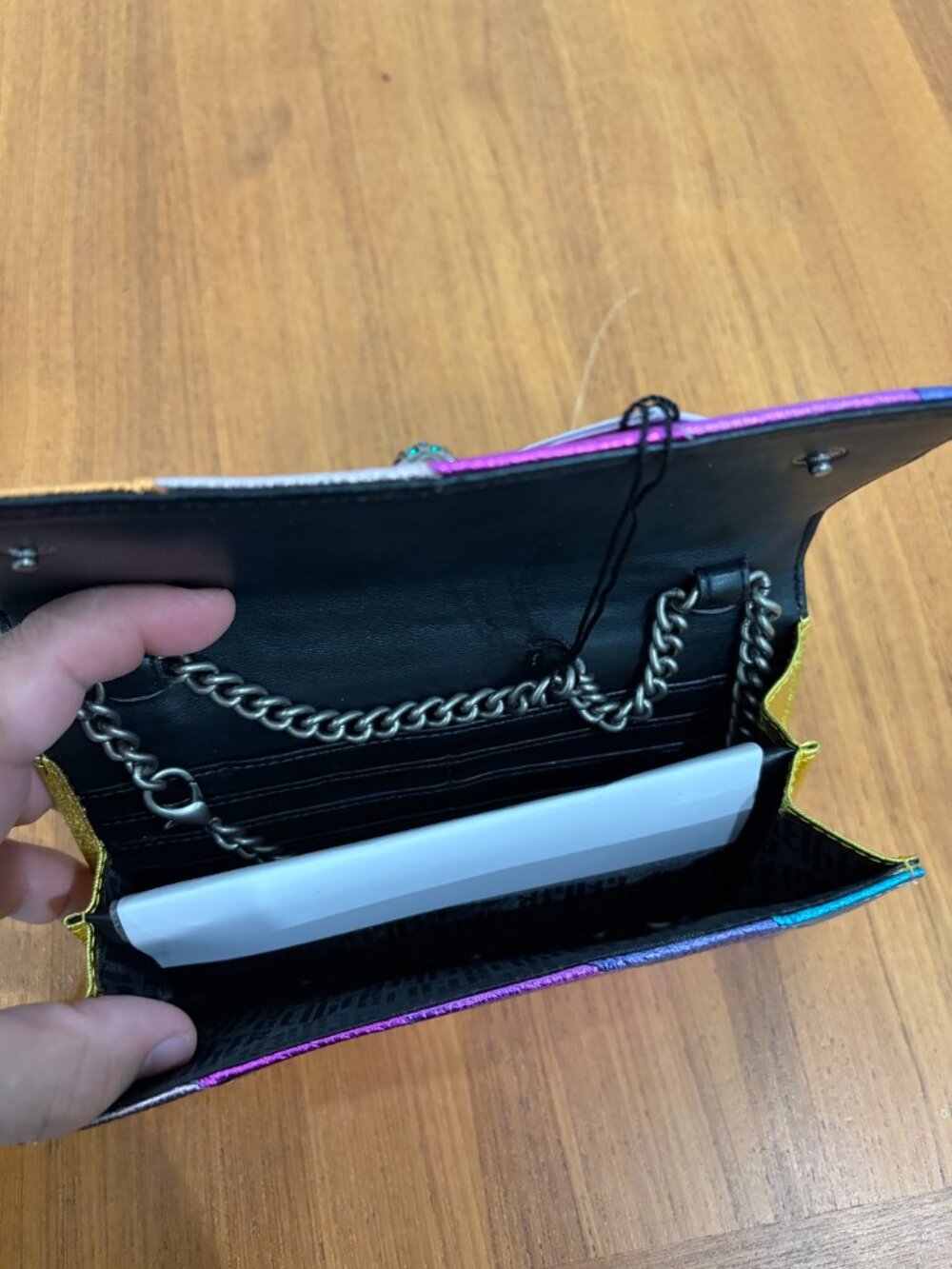 Kurt Geiger London Kensington Metallic Rainbow Crossbody Wallet ( has damage ) - Picture 6 of 7